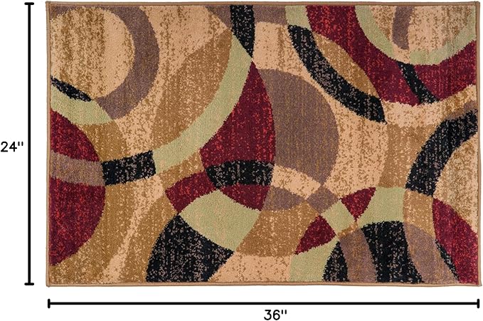 Rugshop Contemporary Abstract Circles Perfect for high Traffic Areas of Your Living Room,Bedroom,Home Office,Kitchen Easy Cleaning Area Rug 2' x 3' Multi