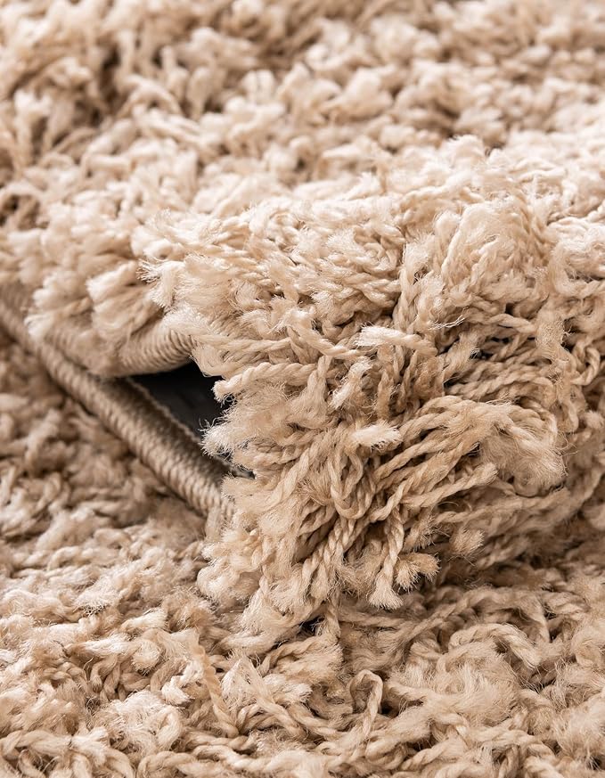 Unique Loom Solid Shag Collection Area Rug (5' 3" x 8' Rectangle, Taupe)