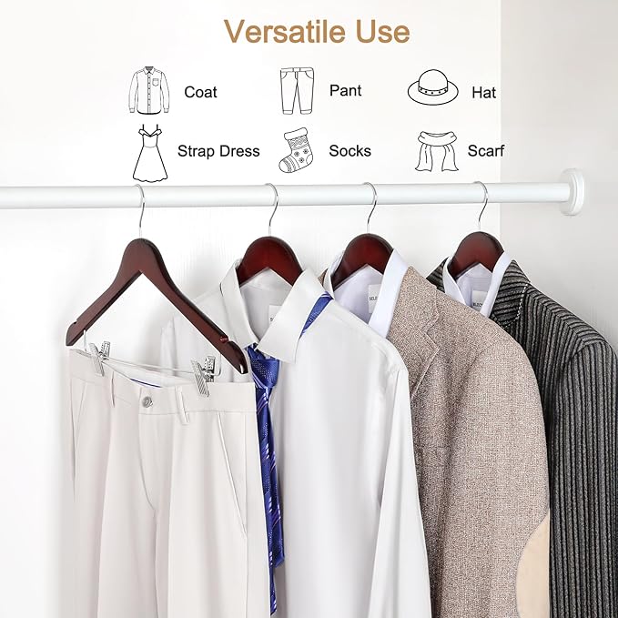 TOPIA HANGER Wooden Suit Hangers with Adjustable Metal Clips (20 Pack), Solid Wood Clothes Hangers, 360° Swivel Hook, Premium Retro Finish Pants Hangers for Clothes Coat, Jeans, Blouse- Cherry CT28M20