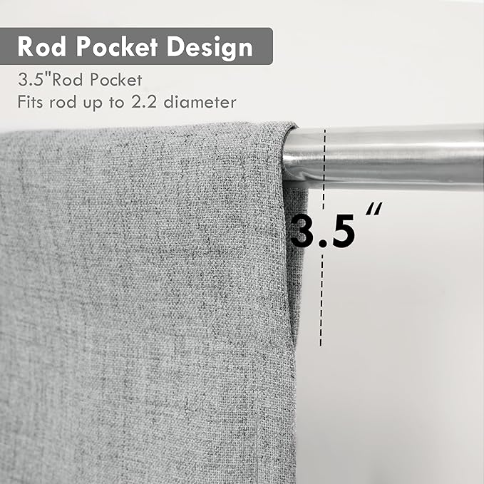 DriftAway Double Layer Linen Blackout Tie Up Curtains Thermal Insulated Fully Lined Balloon Roman Shade Bathroom Window Adjustable Rod Pocket for Small Window 45 Inch by 63 Inch Gray
