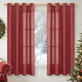 YoungsTex Red Linen Curtains 63 Inch Length 2 Panels for Living Room, Light Filtering Window Drapes with Bronze Grommet Privacy for Bedroom, 52 x 63 Inch