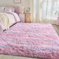 Fluffy Rugs for Bedroom Living Room, 4x6 Feet Abstract Pink Shag Area Rugs, Non-Slip Indoor Modern Fuzzy Plush Floor Carpet for Dorm Nursery Kids Room Decor, Soft Shaggy Throw Rug