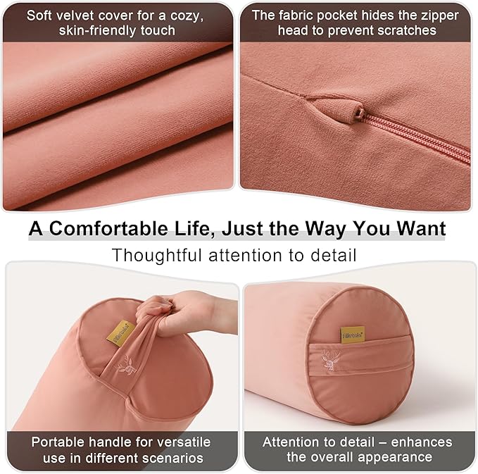 Body Pillow for Adults – Long Bolster Pillow for Bed, Round Cuddle Pillow, Full Support for Side Sleepers,47.24 x 7.87 Inches,Blush Pink
