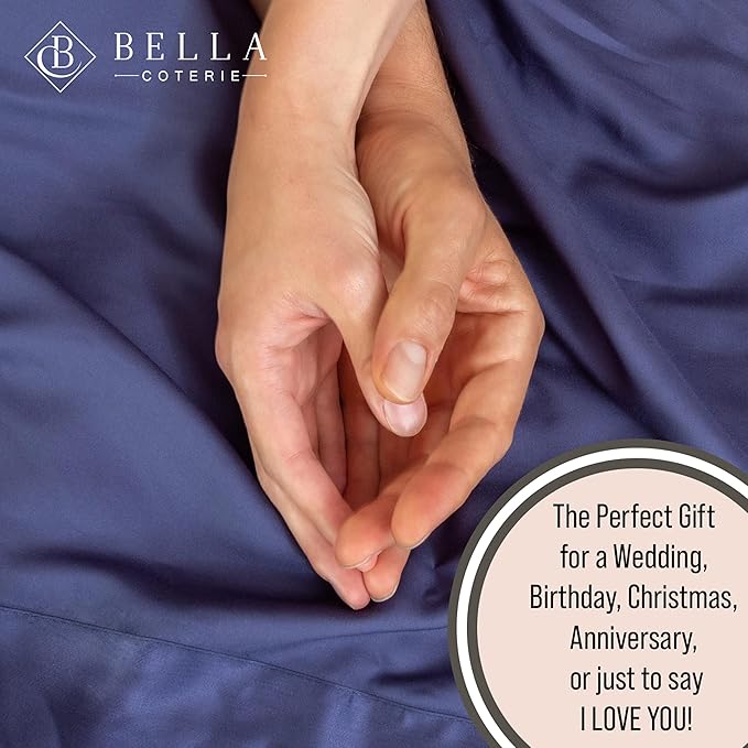 Bella Coterie 6 Piece Luxury Bamboo Viscose Split Top King Size Sheet Set | 34" Split for Adjustable Beds | 100% Organically Grown| Cooling | 18” Deep Pocket | 4 Pillowcases [Twilight Blue]
