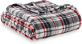 Berkshire Blanket-Classic Heavyweight Soft Printed VelvetLoft® Plush Blanket, Full/Queen Size Soft Fuzzy Warm Blanket for Couch Sofa Bed, Plaid Black Red, 90in x 90in