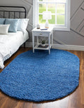 Unique Loom Solid Shag Collection Area Rug (3' 3" x 5' 3" Oval, Periwinkle Blue)