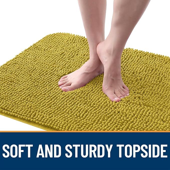 OLANLY Dog Door Mat for Muddy Paws 30x20, Absorbs Moisture and Dirt, Absorbent Non-Slip Washable Doormat, Quick Dry Chenille Mud Mat, Entry Indoor Entryway Carpet for Inside Floor, Mustard Yellow