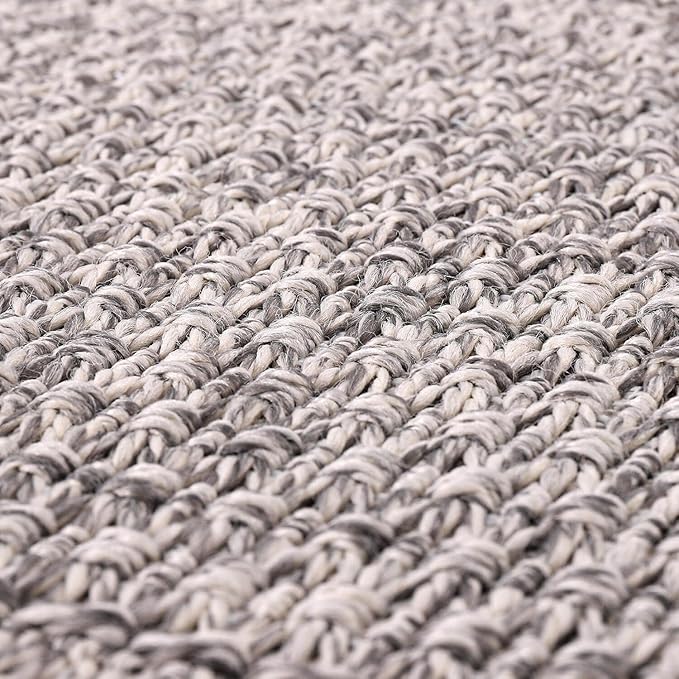 Easy Jute Rug 4x6 Indoor Outdoor Natural Rugs Solid Fiber Rug Woven Area Rug Boho Easy Clean Inside Carpet for Living Room Bedroom Dining Room Hallway or Outdoor Patio Porch (4 X 6 Silver)