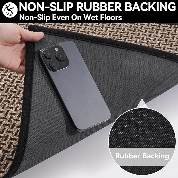 Door Mat 31x47, Dirt Resistant and Absorbent, Non-Slip Rubber Backing Floor Mats, Easy Clean Low-Profile Doormat for Entryway, Front Door, and Inside Entrance, Black