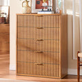 LEYAOYAO Fluted 5 Drawers Dresser Set of 2, 41" Tall Modern Chest of Drawers with Metal Handle, Curved Profile Dresser TV Stand, Wooden Drawer Organizer for Bedroom, Living Room, Hallway, Lightgrey