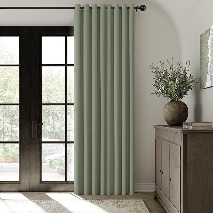 ChrisDowa 100% Blackout sage Solid Curtains 102 Inches Long 2 Panels for Bedroom Living Room,Farmhouse Room Darkening Thermal Insulated Soundproof Grommet Top Window Treatment Drapes,52x102