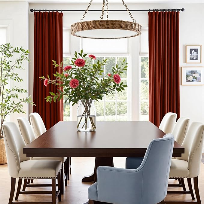 Lazzzy Velvet Blackout Curtains Thermal Insulated Room Window Drapes Super Soft Luxury Curtains for Living Room Bedroom Rod Pocket 2 Panels, Rust Red, 52" W x 90" L