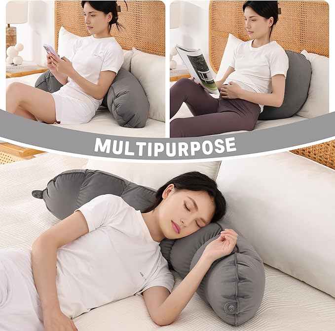 Peallow(Pat. Pend) – Long Round Body Pillow for Adults, Bolster Pillow for Sleeping, Soft and Supportive Pillow for Sleeping & Lumbar Support (Urban Grey, 39")