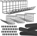 Under Desk Cable Tray, Cord Organizer for Wire, Cord Management, Under Desk, Wire Holders - Black Tray - Set of 4X 17