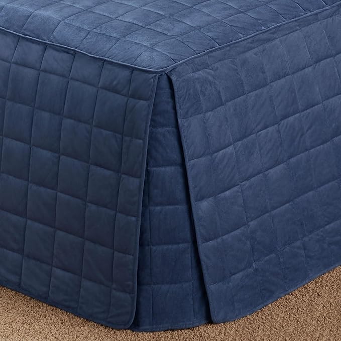 Touch of Class Camden Luxury Bedding | Warm Indigo Color | Grande Fitted Bedspread | Faux Suede Box Quilted Design | Designed 3 Piece Set Includes King Bedspread and 2 King Shams