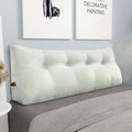 homecozy Wedge Headboard Pillow Dorm Room Reading Pillow Back Support for Sitting Up in Bed Bolster Lumbar Cushion Body Positioning Bedrest Cotton Linen 54in Grey-Beige Full