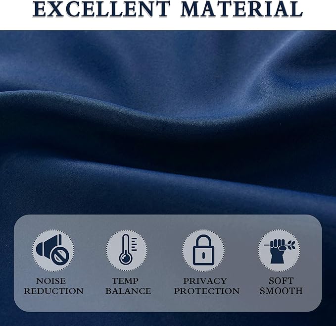 DONREN 72 Inch Length Navy Blue Blackout Curtains -Thermal Insulated Energy Efficient Curtains for Bedroom,Set of 2 Panels,W 42 x L 72