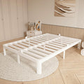 12 Inch Queen Bed Frame No Box Spring Needed, Platform Bed Frame with Metal Gaskets, Heavy Duty Steel Slat Support, Anti-Slip Mattress Stopper, Round Corner Leg, Easy Assembly, White