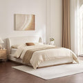 CHITA Queen Size Bed Frame, Upholstered Platform Bed with Wingback Headboard, Wooden Slats Support, Noise-Free, No Box Spring Needed, Cream