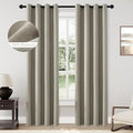 ChrisDowa 100% Blackout Sand Solid Curtains 84 Inches Long 2 Panels for Bedroom Living Room,Farmhouse Room Darkening Thermal Insulated Soundproof Grommet Top Window Treatment Drapes,52x84