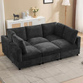 89'' Modular Sectional Cloud Sofa Bed, 6-Seater Convertible Sofa Couch with Ottoman, Modern Deep Seat Sleeper Sofa for Living Room, Chenille Dark Grey