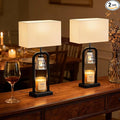 PoKat Table Lamps with Candle Warmer for Bedroom, Farmhouse Bedside Lamps Set of 2 for Night Stands, 21.5'' Bedroom Lamps Decor for Living Room, Bathroom, Dinning, Bulbs Included, Matte Black