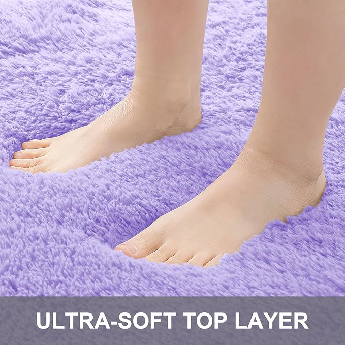 OLANLY 2x4 Machine Washable Runner Rugs for Hallway, Soft Fluffy Shaggy Bedside Rugs for Bedroom, Living Room, Indoor Floor Carpet for Kids Girl Boy, Nursery Rooms, Home Decor Aesthetic, Light Purple
