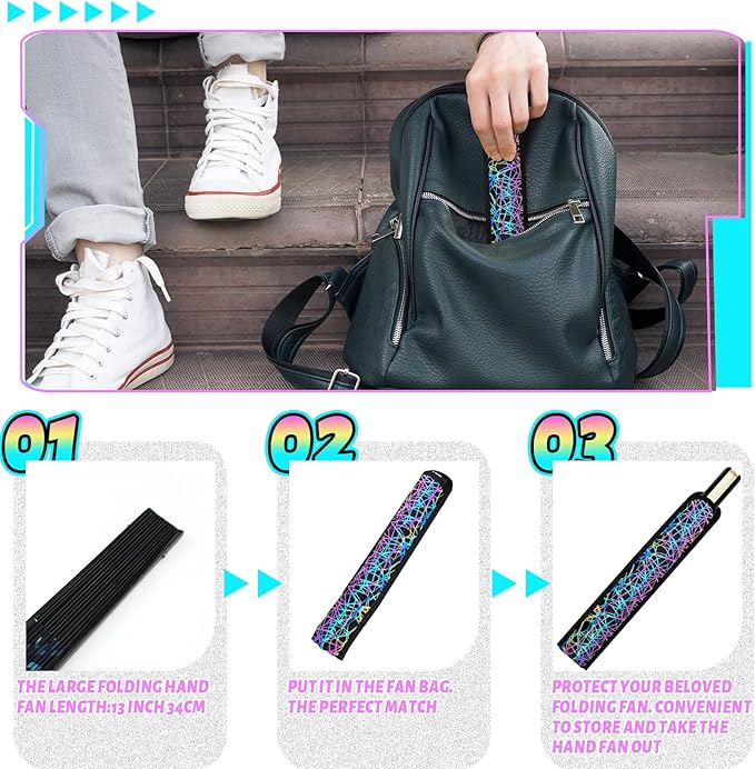 Summer Rave Fan Thigh Holster Rave Fan Holder Folding Hand Pouch Foldable Sleeves with Waist Belt for Thigh Party
