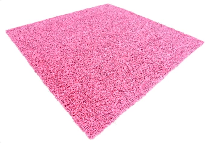 Unique Loom Solid Shag Collection Area Rug (8' Square, Taffy Pink)