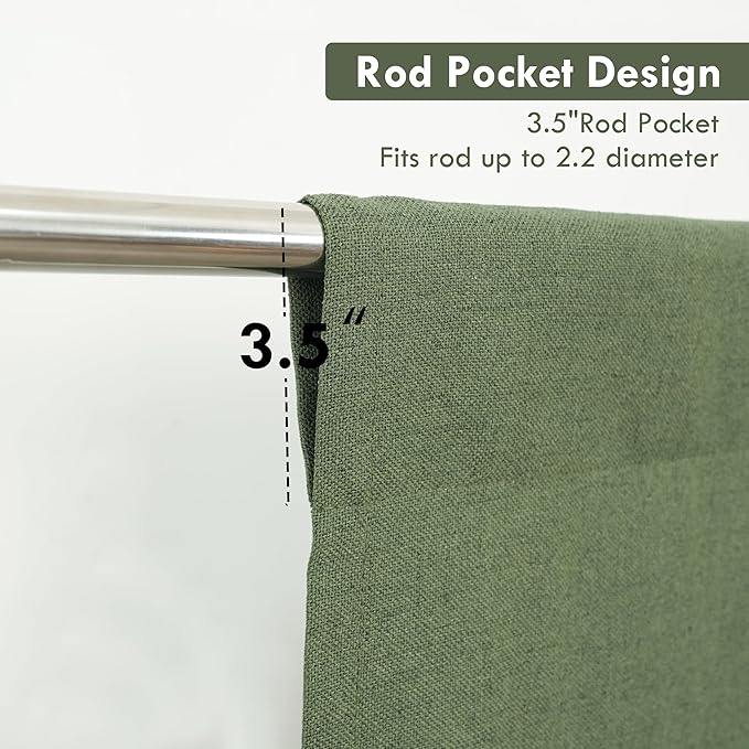 DriftAway Double Layer Linen Blackout Tie Up Curtains Thermal Insulated Fully Lined Balloon Roman Shade Bathroom Window Adjustable Rod Pocket for Small Window 39 Inch by 55 Inch Olive Green