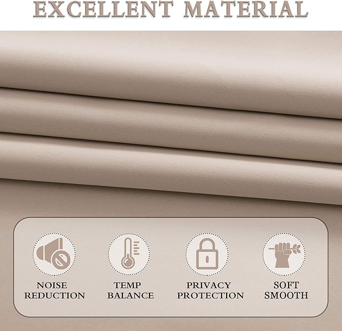DONREN Warm Taupe Room Darkening Thermal Insulated Curtains Drapes for Nursery,Rod Pocket Blackout Curtains for Bedroom(2 Pack,42 inches Wide by 63 inches Long)