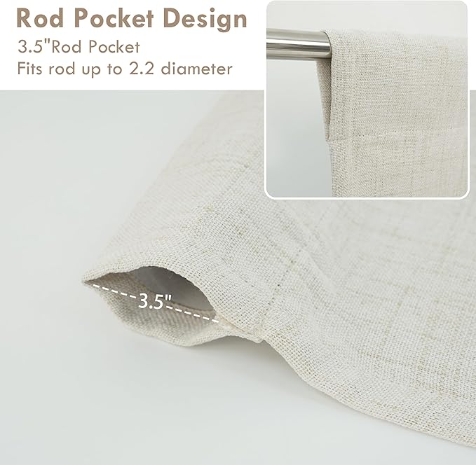 DriftAway Double Layer Linen Blackout Tie Up Curtains Thermal Insulated Fully Lined Balloon Roman Shade Bathroom Window Adjustable Rod Pocket for Small Window 31 Inch by 47 Inch Beige