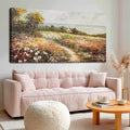 YETHEN WAL Floral Wildflower Meadow Wall Art – Countryside Cottage Landscape Canvas Print, Rustic Farmhouse Coastal Décor for Hallway Living Room Bedroom, 20×40 Inch