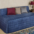 Camden Luxury Bedding | Warm Indigo Color | Fitted Hollywood Daybed Bedding | Faux Suede Box Quilted Design | 5 Piece Set Includes Extra Long Hollywood Cover, 2 Bolster Shams, and 2 Bolster Pillows