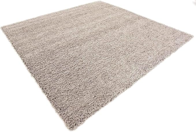 Unique Loom Solid Shag Collection Area Rug (8' Square, Cloud Gray)