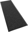 Front Door Mat, 72" x 24" Heavy Duty Indoor Outdoor Doormat, Non-Slip Welcome Mats for Entryway, Rubber Backing Low Profile Commercial Door Mats, Black Stripe