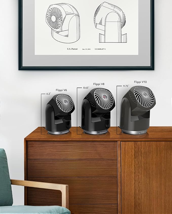 Vornado Flippi V6 Compact Air Circulator Fan, Quiet Portable Travel Fan for Desk or Bedroom, Adjustable Head, 2 Speeds, Bliss Blue
