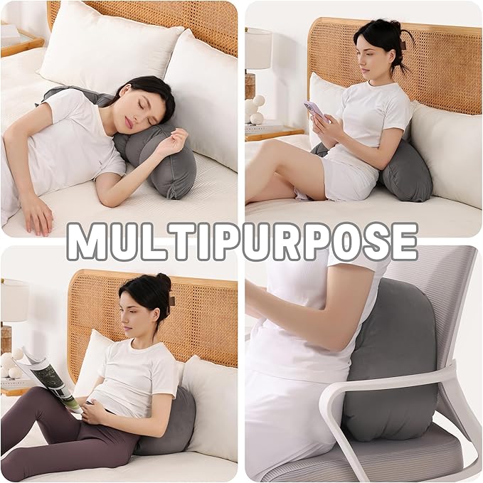 Peallow(Pat. Pend) – Long Round Body Pillow for Adults, Bolster Pillow for Sleeping, Soft and Supportive Pillow for Sleeping & Lumbar Support (Urban Grey, 29.5")