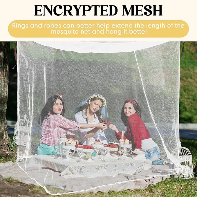 4 Corners Mosquito Net for Mosquiteros para Camas Bed Canopies Netting Bed Drapes Rectangular Mosquito Mesh for Camping Home Outdoor Travel(White A,L79 X W47 X H59 Inch,No-Opening)