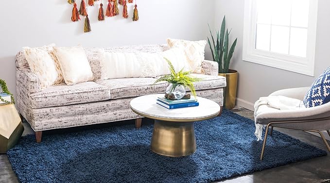 Unique Loom Solid Shag Collection Area Rug (10' x 13' 11" Rectangle, Sapphire Blue/ Navy Blue)