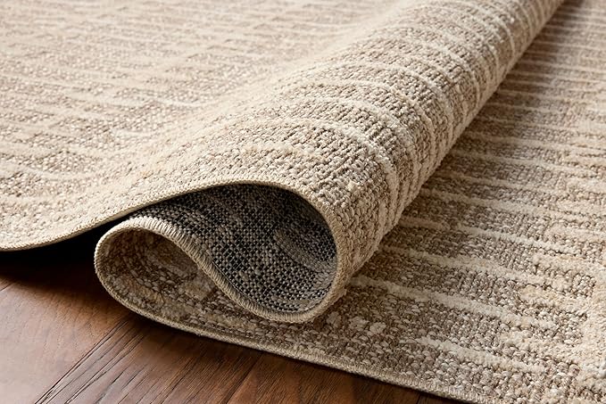 Loloi Amber Lewis Bexley Collection BEX-02 Taupe/Natural 6'-6" x 9'-3" Area Rug Neutral, Textured, Living, Bedroom, Dining, Carpet