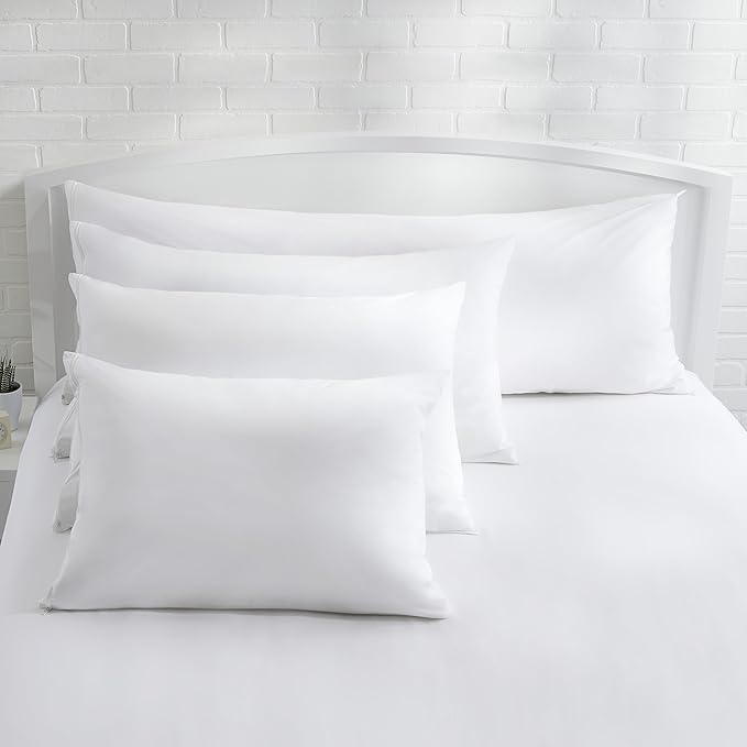 Amazon Basics Body Pillow Pillowcase with Zipper, 100% Cotton Hypoallergenic, Pillow Protector, White (55 x 21 Inches), Pillows Not Included