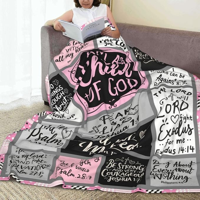 Christian Gift for Women, Inspirational Throw Blanket for Couch, Soft Lightweight Flannel Blanket, 50"x 60" Thoughts and Prayers Blankets for Bedroom Sofa Living Room Decoration