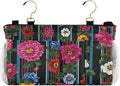 Bedside Caddy Hanging Bunk Bed Caddy Bed Organizer Hanging Pocket with 2 Hooks Bedside Storage Organizer Pocket Bag Holder Mexican Flowers Stripe