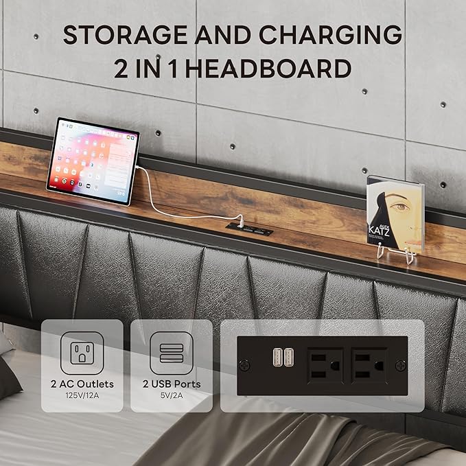LIKIMIO Daybed with Trundle Bed, Twin Bed Frame with Storage Headboard and Charging Station, Sofa Day Bed with Strong Supports for Living Room, Bedroom, and Guest Room, Black