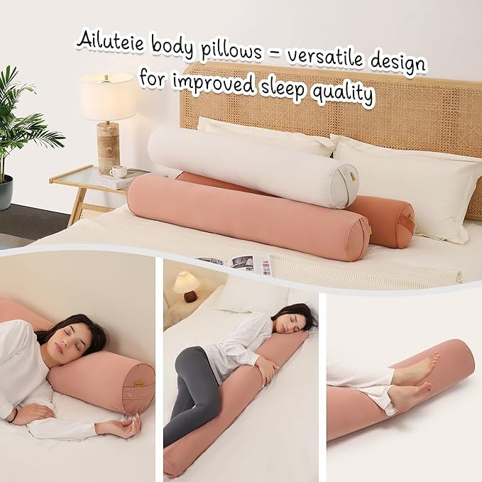 Body Pillow for Adults – Long Bolster Pillow for Bed, Round Cuddle Pillow, Full Support for Side Sleepers,47.24 x 7.87 Inches,Blush Pink