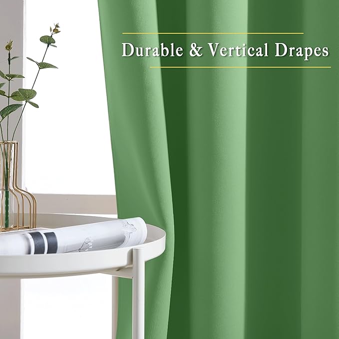 NICETOWN Blackout Curtain Panel 63 inch Long for Window - Thermal Insulated Solid Grommet Blackout Drape for Bedroom Living Room Kitchen (Single Panel, 52W x 63L, Froest Green)