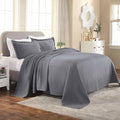 Superior 100% Cotton Basket Weave Bedspread with Shams, All-Season Premium Cotton Matelasse Jacquard Bedding, Quilted-Look Geometric Basket, Full, Grey