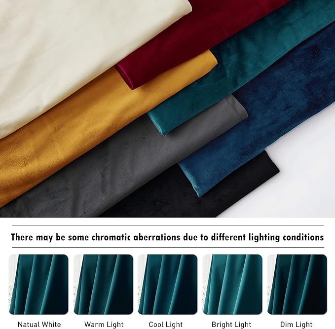RYB HOME Velvet Curtains 90 inches Length, Back Tab & Rod Pocket Soft Fabric Curtains & Drapes for Bedroom Room Divider, Peacock Blue, W 62 x L 90, 2 Panels Set