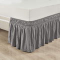 Lush Decor Ruched Ruffle Elastic Easy Wrap Around Bed Skirt Single Queen/King/Cal King Dark Gray - Queen Bed Skirt - Dust Ruffle - Gray Bedskirts